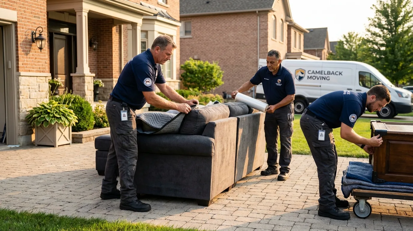 Large estate moving crew wrapping furniture in Thermal, CA